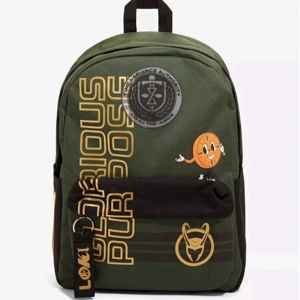 NWT Marvel Loki Glorious Purpose Backpack Bag Green 12.5" x 5.5"x 16.5"